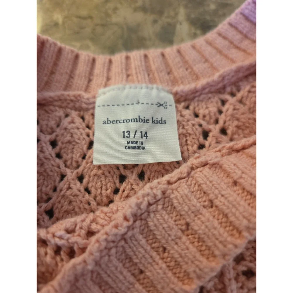 Abercrombie Kids sz‎ 13/14 pink floral embroidered sweater vest casual summer
